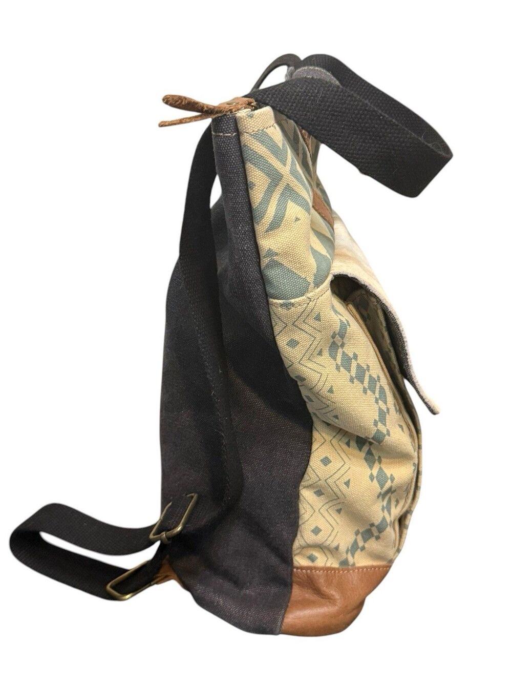 Le Miel Backpack Canvas Suede Denim Bag ChillX size LARGE Western EUC - Picture 5 of 13